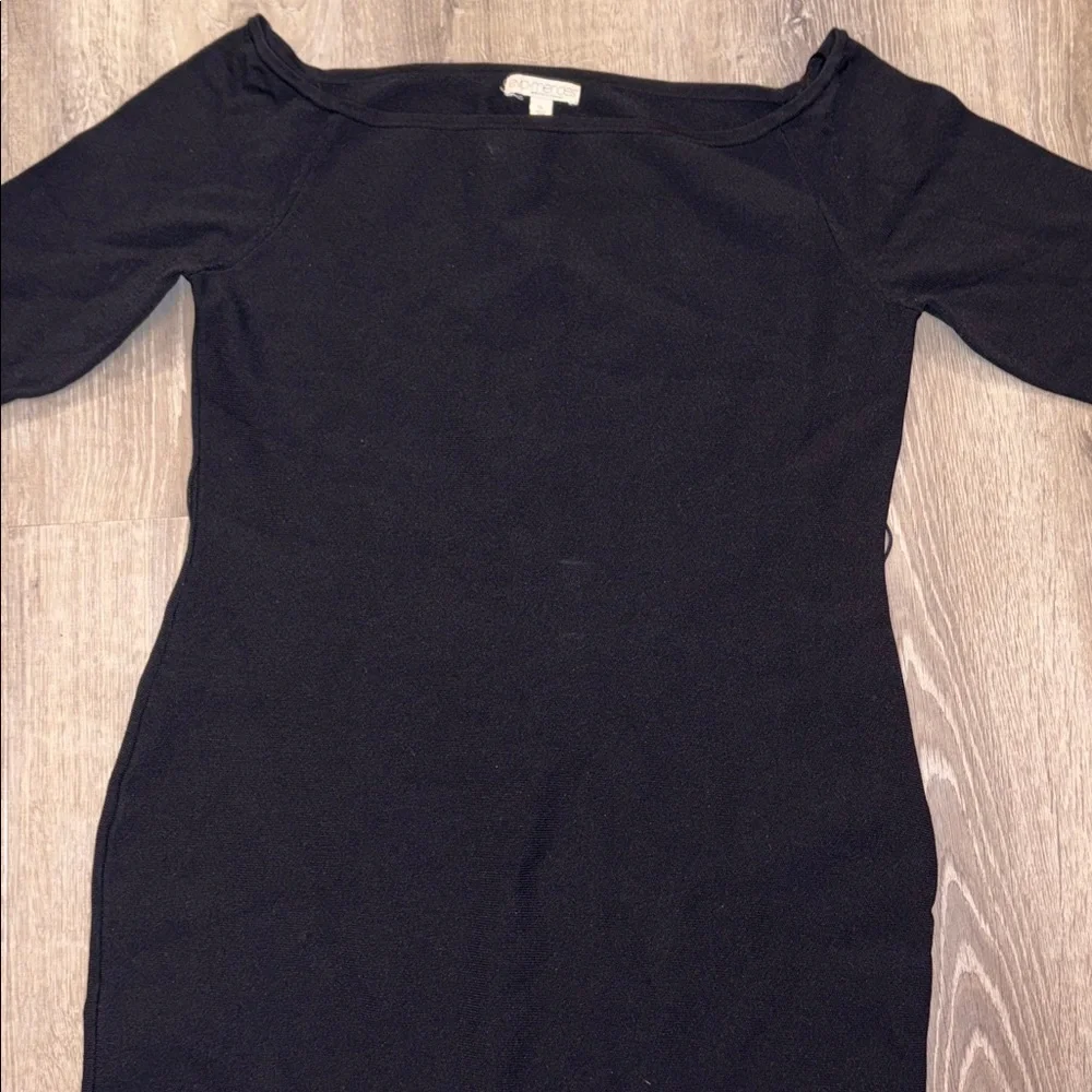 New York & Co. Eva Mendez Elegant Black off Shoulder Sleeve Dress - Picture 3 of 8
